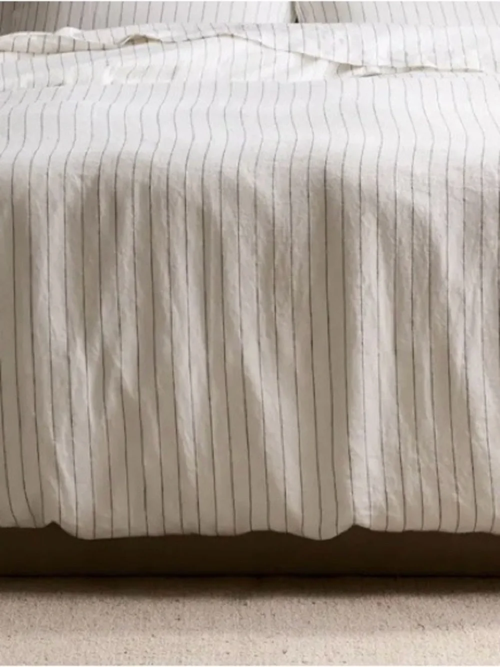 NWOT Quince European Linen Stripe 2 Pc Duvet Cover Set, Twin (Pencil Stripe)